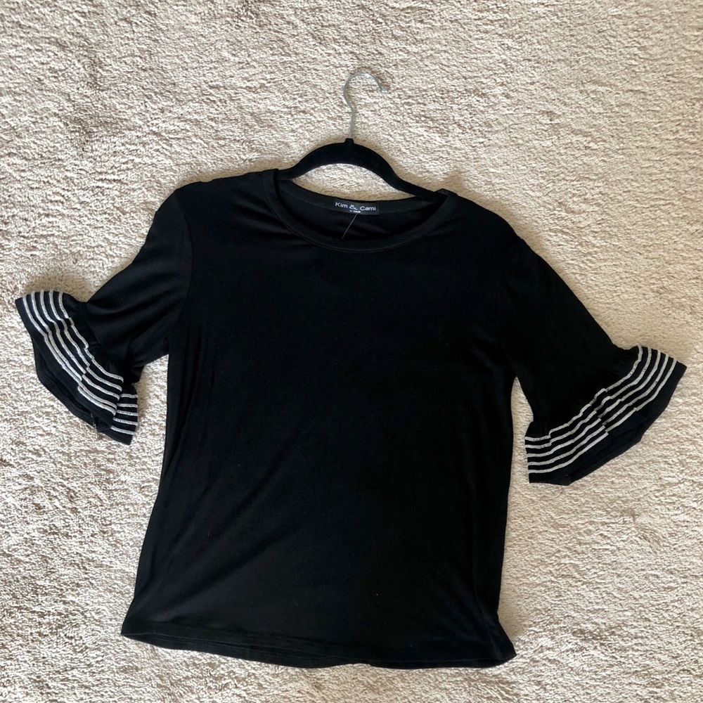 Black bell sleeve top